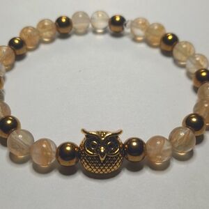 Natural Gemstone Bracelet Citrine and Gold Hematite Beads